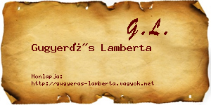 Gugyerás Lamberta névjegykártya
